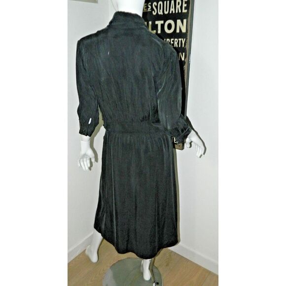 ba&sh Dress Size Large 3 Black Aimee Midi Wrap Collared Pockets  Dress - Picture 2 of 16